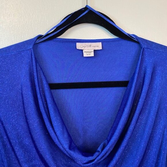 Jaclyn Smith Royal Blue Sheer skarkly Blouse - Picture 2 of 6